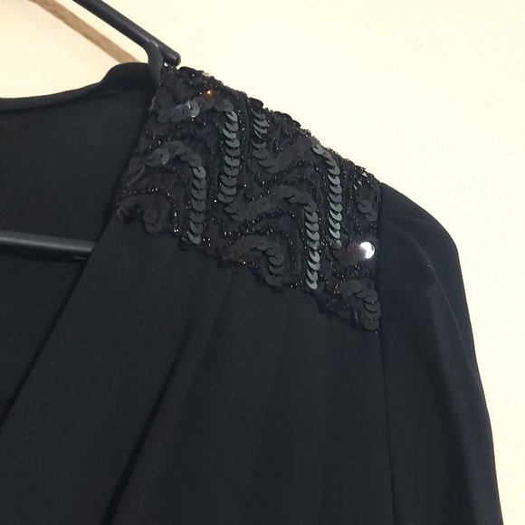 Vintage JT Dress Sequins Shoulders Blouson Dress Size 12 - Picture 6 of 8